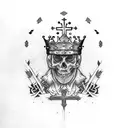 cross bloody crown leader king tattoo design idea