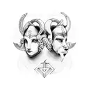 Gemini and Aries Greek tattoo design idea