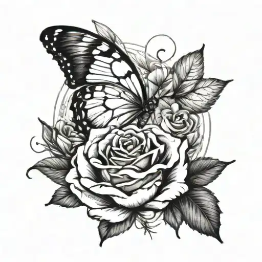 half butterfly half rose tattoo featuring elements tattoo design idea