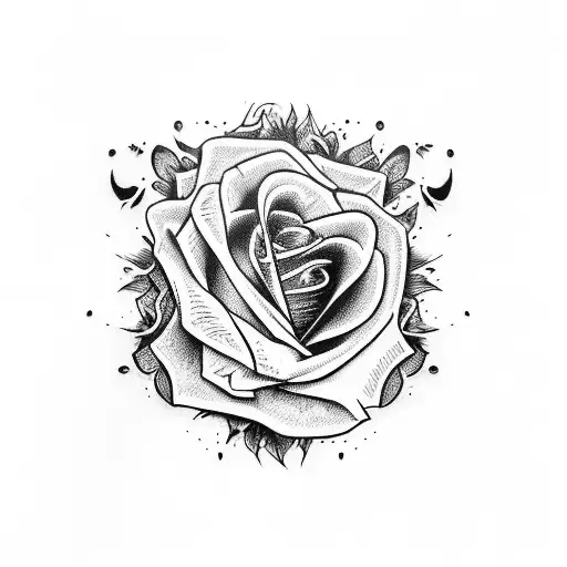 zombie with blue rose  tattoo design idea