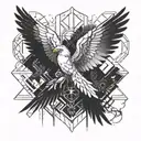 White Hawk, Combined with the word Enkely tattoo design idea