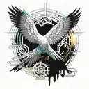 White Hawk, Combined with the word Enkely tattoo design idea