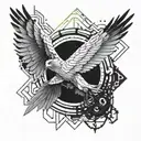 White Hawk, Combined with the word Enkely tattoo design idea