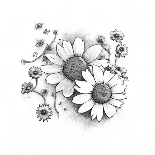 ivy vine with daisies on it  tattoo design idea