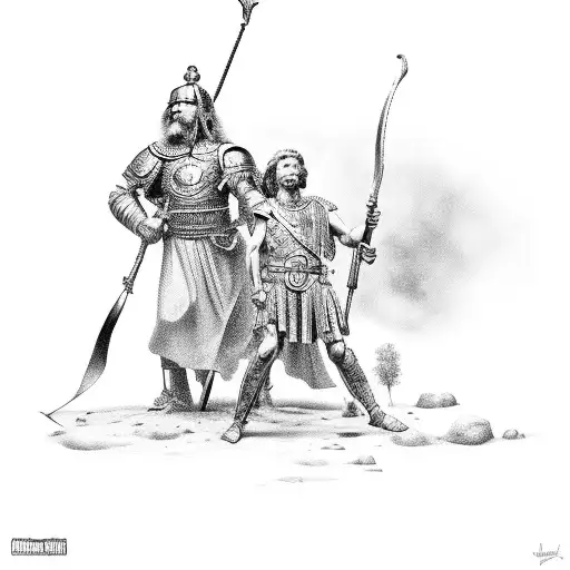David and Goliath tattoo design idea