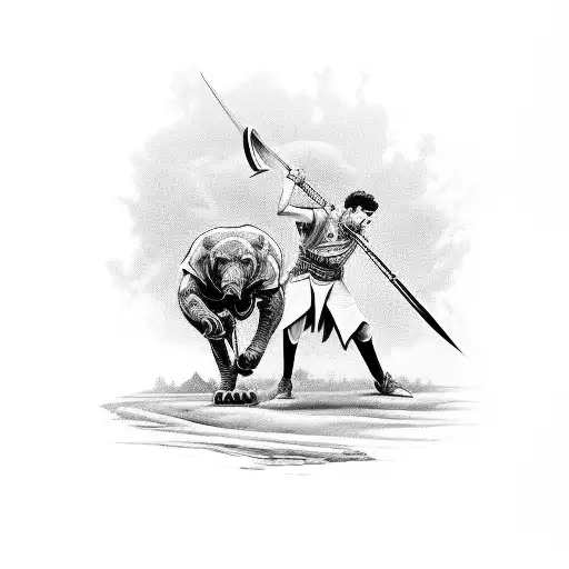 David fights Goliath tattoo design idea