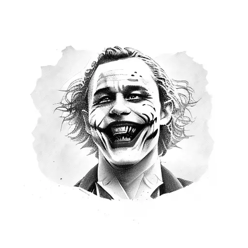 heath ledger joker harley quinn destroyed city  tattoo design idea