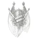 a double edged sword with Isaiah 41:10 written on the blade  tattoo design idea