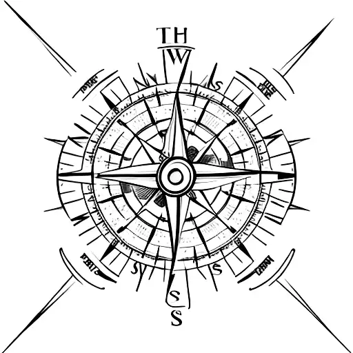 A minimalist compass with the phrase 'Keep Moving Forward' encircling it, representing the client's passion for travel and their determination to always progress in life. tattoo design idea