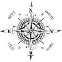 A minimalist compass with the phrase 'Keep Moving Forward' encircling it, representing the client's passion for travel and their determination to always progress in life. tattoo design idea