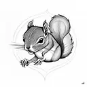Squirrel surrounded by Basque symbols and patterns tattoo design idea