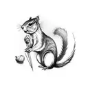 Squirrel surrounded by Basque symbols and patterns tattoo design idea