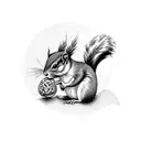 Squirrel surrounded by Basque symbols and patterns tattoo design idea