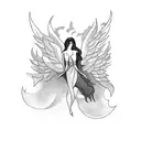 stone lady and a falling angel  tattoo design idea