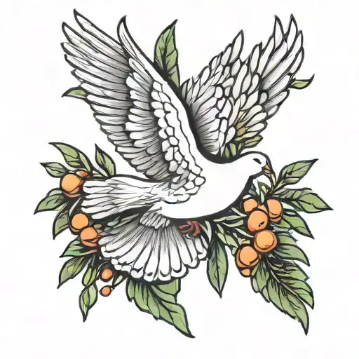 dove carrying an olive branch tattoo design idea