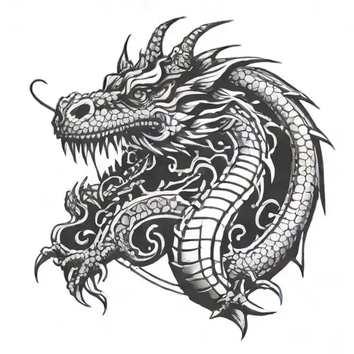 Incorporate a microphone and music notes into a dragon design tattoo design idea