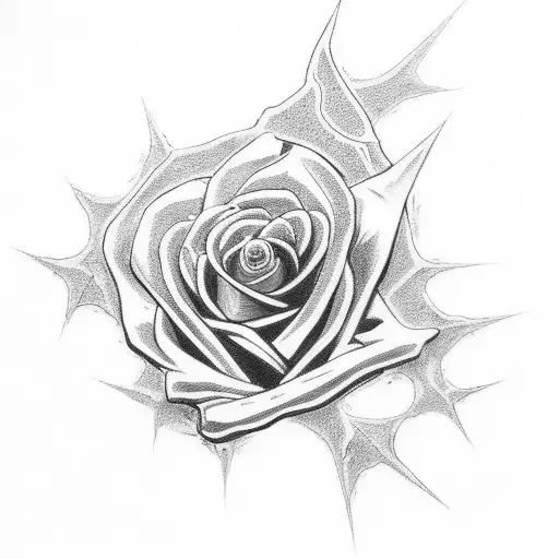 metallica skull rose tattoo design idea