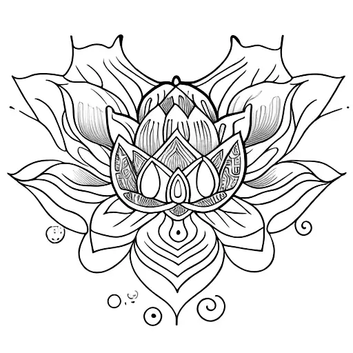 Ornements with lotus and moon  tattoo design idea