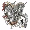 Generate tattoo ideas for combining Alexander the Great, Julius Caesar, and Napoleon  tattoo design idea