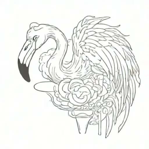 flamingo eating cotton candy  tattoo design idea