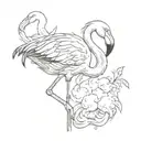 flamingo eating cotton candy  tattoo design idea