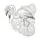 flamingo eating cotton candy  tattoo design idea