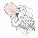 flamingo eating cotton candy  tattoo design idea