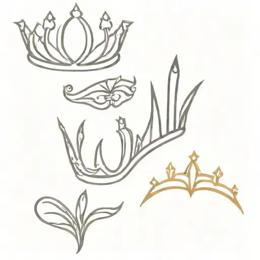 tiara broken into 3 pieces arranged tattoo design idea