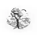 national park mix with 5 people  tattoo design idea