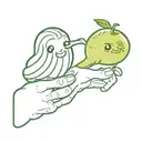 cartoon zucchini and cartoon kiwi holding hands with similar green color tattoo design idea