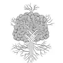 A tree of knowledge with roots in a brain tattoo design idea