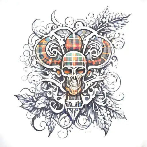 heather and tartan plaid tattoo design idea