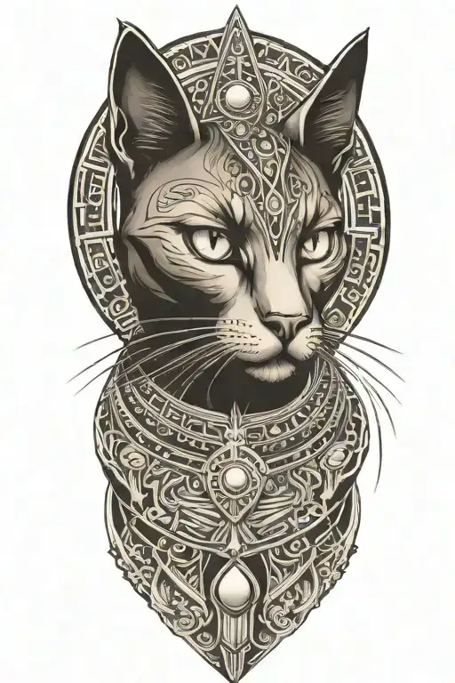 egiptian black cat goddess tattoo design idea