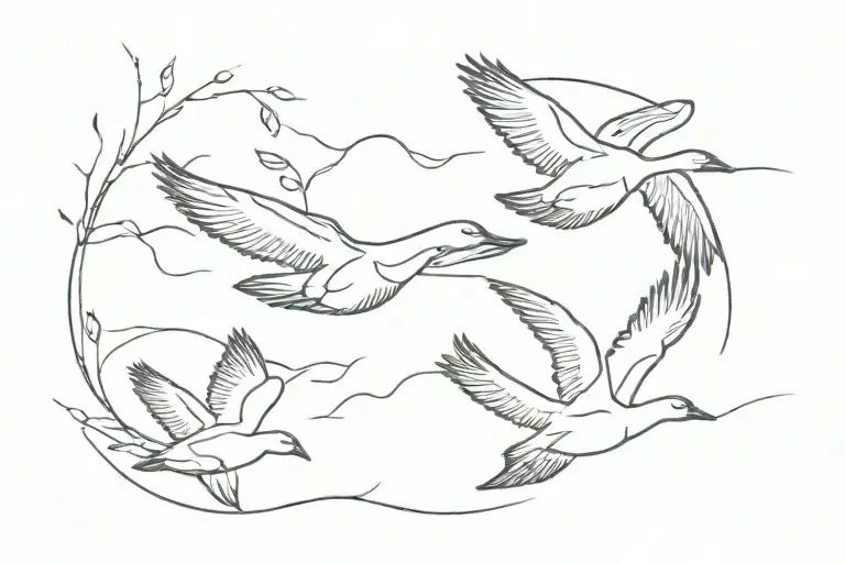 wild geese tattoo design idea