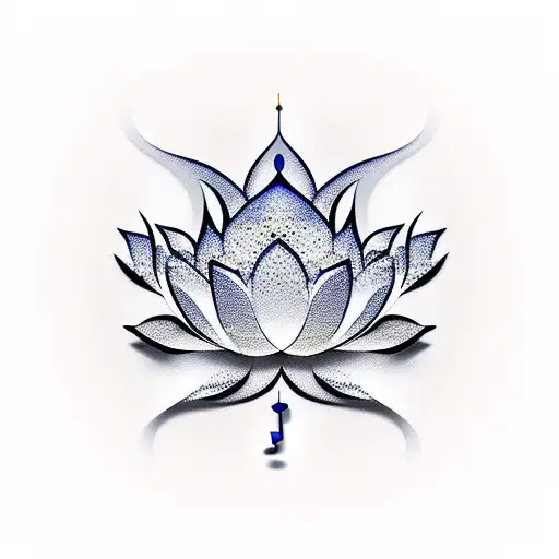 A diamond-shaped lotus flower with musical notes as the petals tattoo design idea
