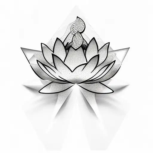 A diamond-shaped lotus flower with musical notes as the petals tattoo design idea