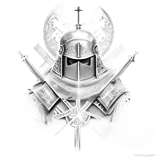 Teutonic crusader with awe tattoo design idea