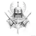 Teutonic crusader with awe tattoo design idea