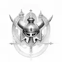 Teutonic crusader with awe tattoo design idea