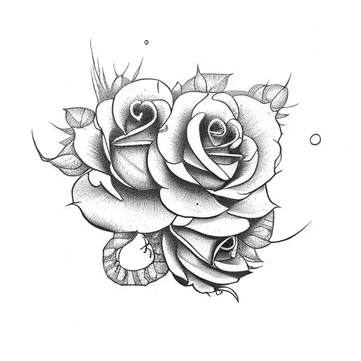 demon and roses tattoo design idea