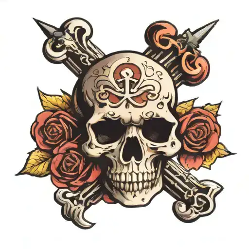 skull and crossbones tattoo design idea