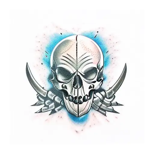 gladiator and ghost skulls tryng escape tattoo design idea