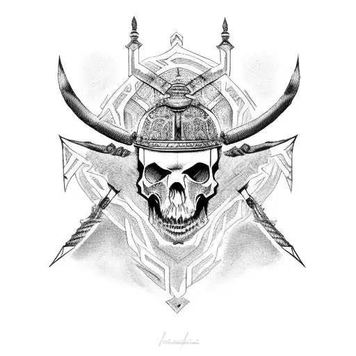 gladiator and to ghost skulls tattoo design idea