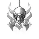 gladiator and ghost skulls tryng escape tattoo design idea