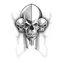 gladiator and ghost skulls tryng escape tattoo design idea