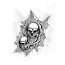gladiator and ghost skulls tryng escape tattoo design idea