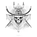 gladiator and to ghost skulls tattoo design idea