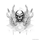 gladiator and to ghost skulls tattoo design idea