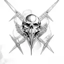 gladiator and to ghost skulls tattoo design idea