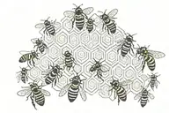honey bee hive tattoo design idea